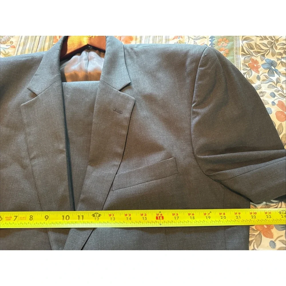 Jos. A. Bank Suit Mens 44lL Charcoal Check 100% Wool 38x32 Cuffed Pants